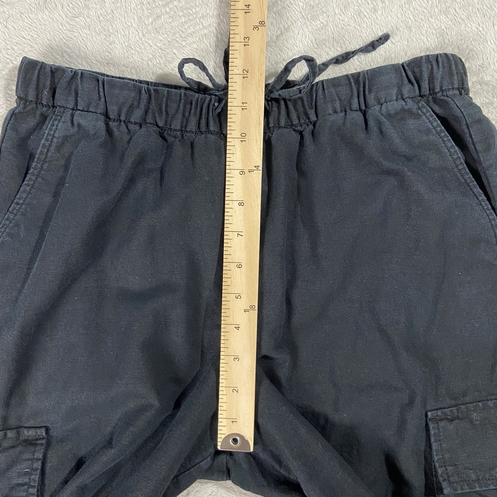 Gap Linen Blend Drawstring Wide Leg Cargo Pant Black Women S Coastal Casual Chic - Picture 7 of 10